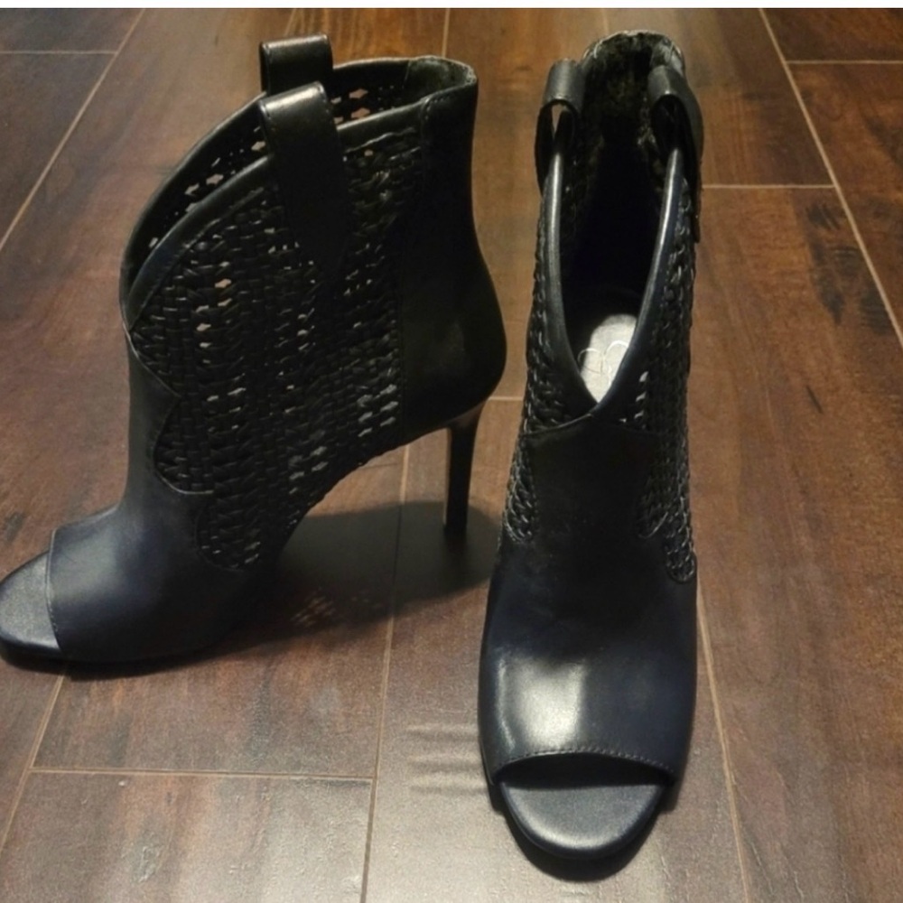 Jessica Simpson Elegant Black Peep-Toe Ankle Boots